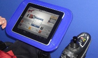 Photo of tablet mounted inside pre-formed region that can hold a 10" tablet